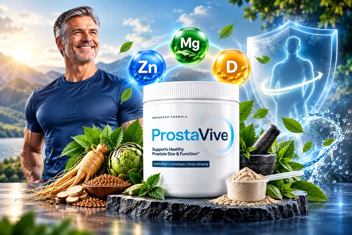 ProstaVive prostate wellness ingredients and support infographic