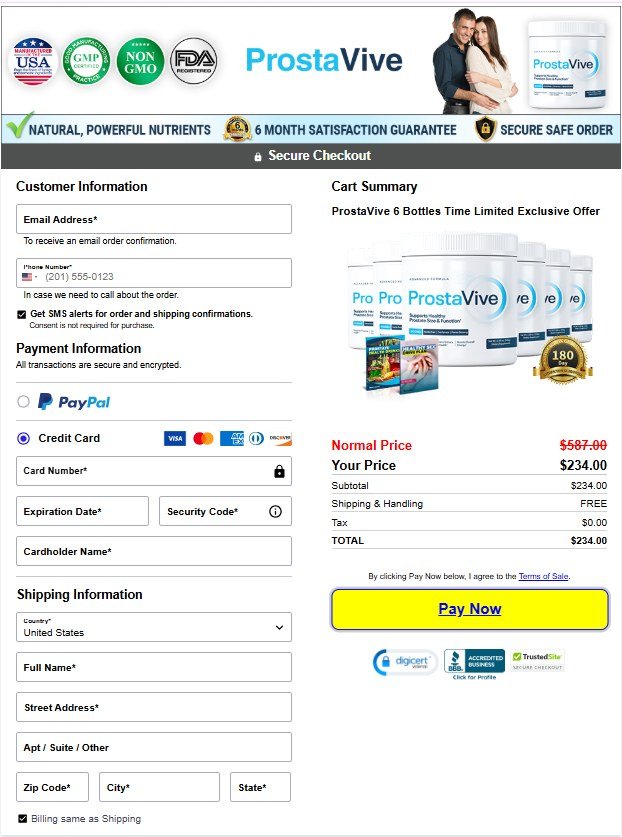 ProstaVive Secure Checkout Page